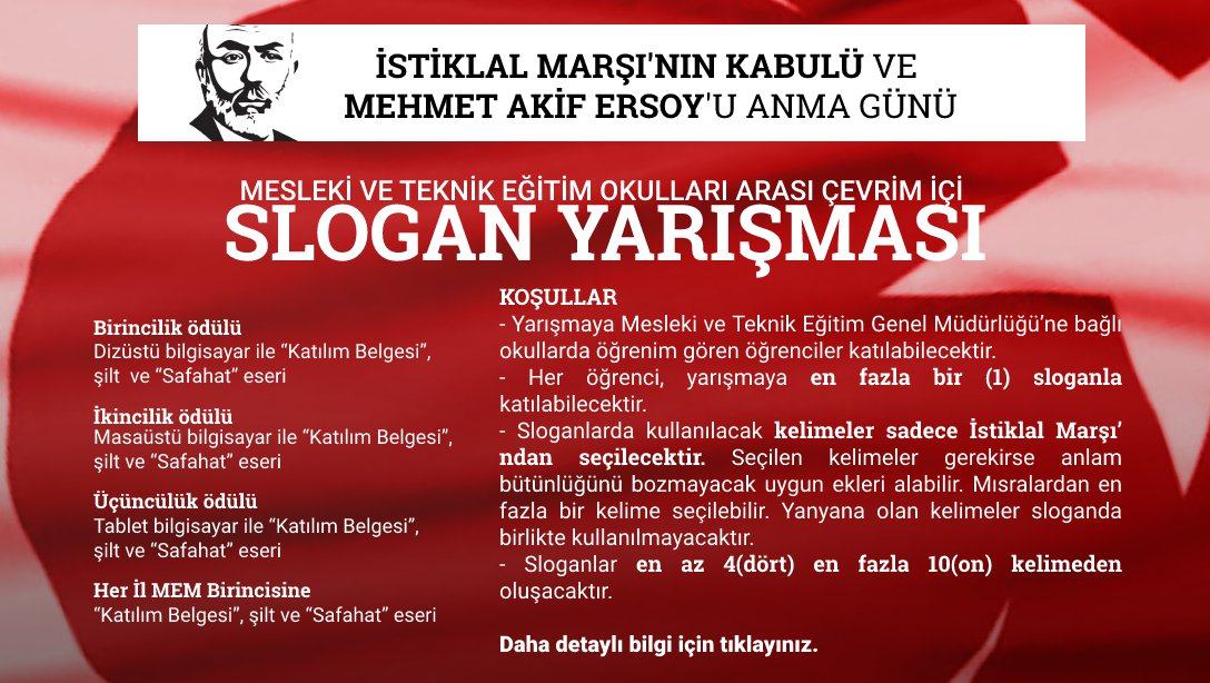 İstiklal Marşı'nın Kabulü ve Mehmet Akif Ersoy'u Anma Günü Etkinlikleri Kapsamında 